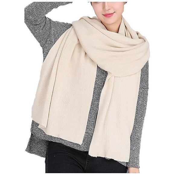 Women's Warm Scarves Long Shawl Winter Beige - Picture 1 of 4